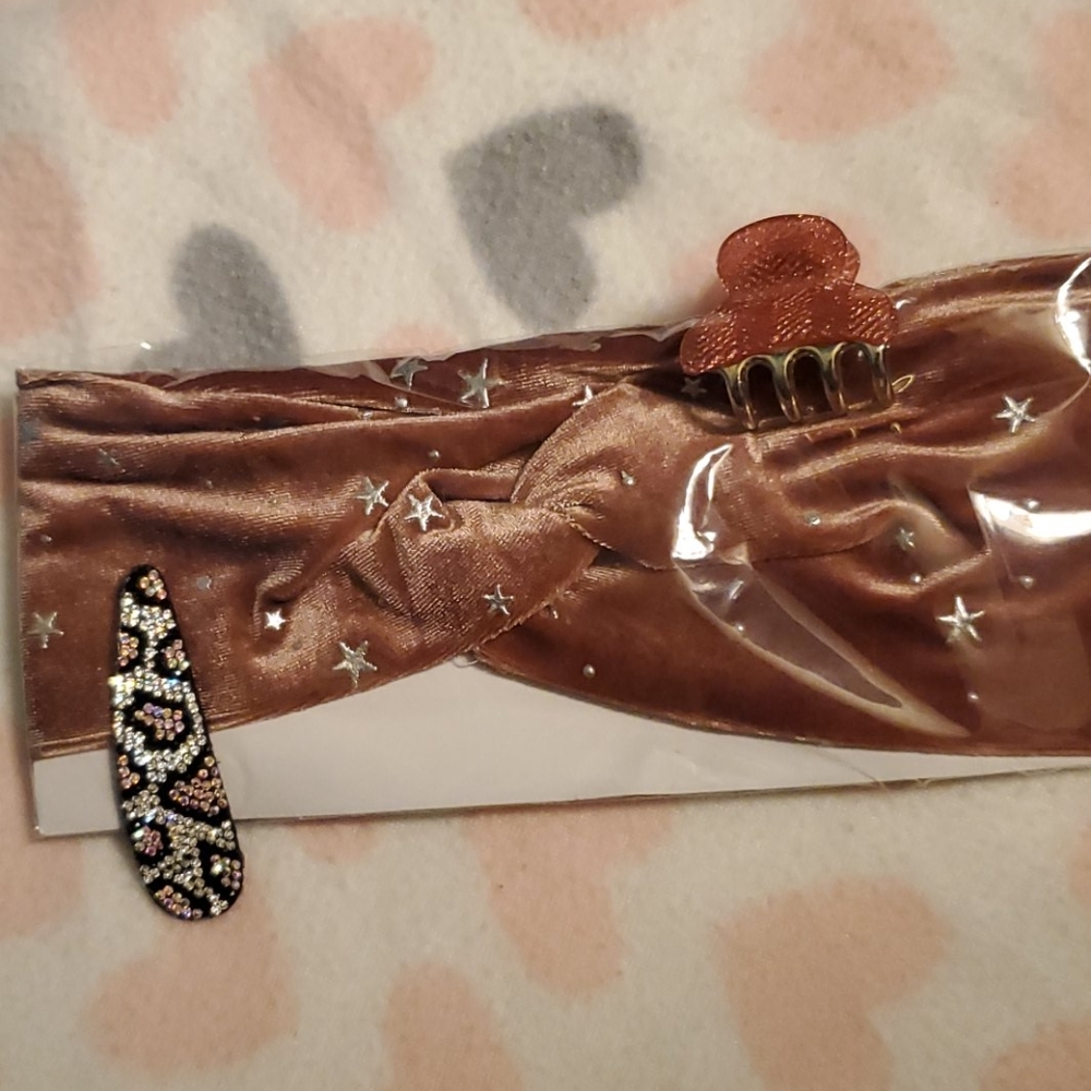 Trio of high end hair accessories all new pink hue